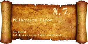 Milkovics Tibor névjegykártya